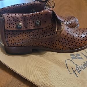 Patricia Nash Brown Perforated Ankle Boots